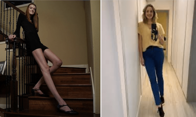 Maci Currin, Texas woman with longest legs in the world at 6ft'10 shops for clothes and date